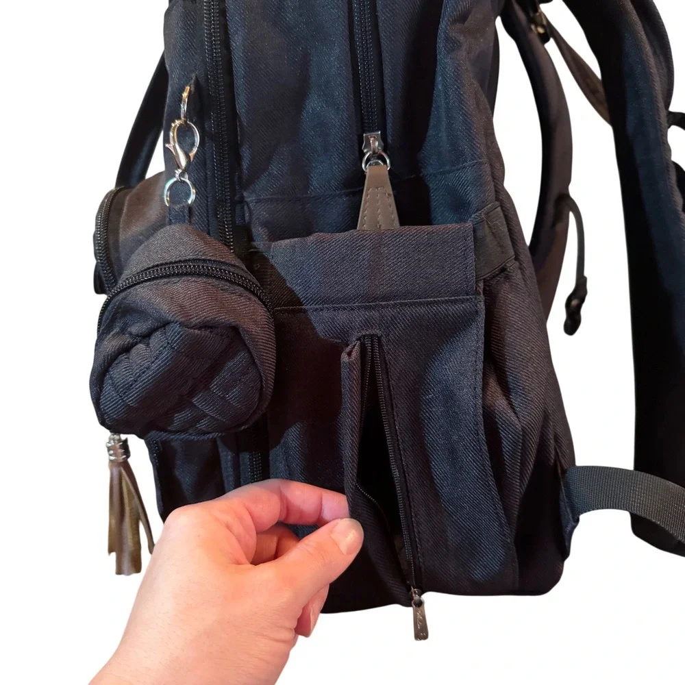 Dikaslon Black Diaper Bag Backpack With Pacifier Case & Stroller Straps